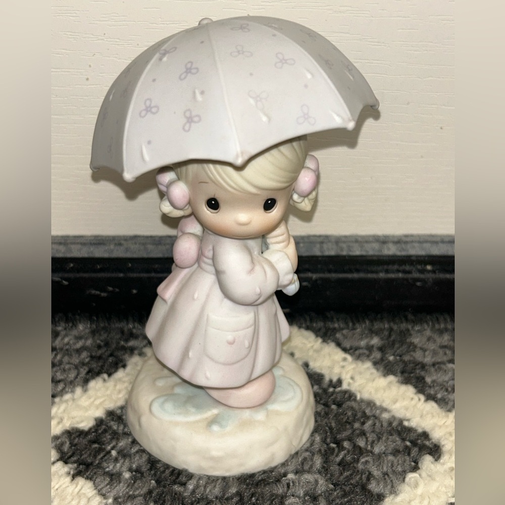 Precious Moments "April"‎ 1987 Figurine, Girl With Umbrella Figurine
